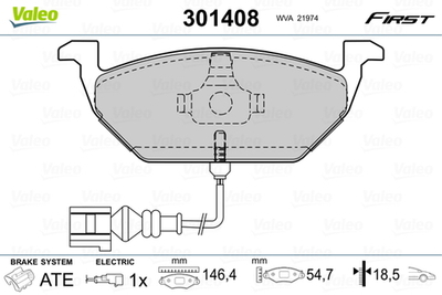 VALEO - 301408-VAL - Brake Pad Set, disc brake
