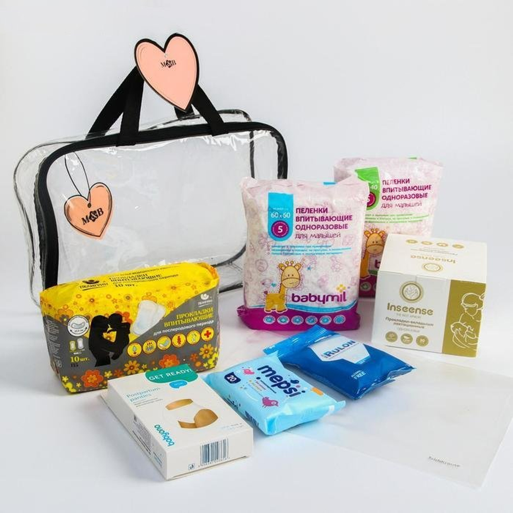 5540911 Готовая сумка в роддом "Сердце" с базовым наполнением