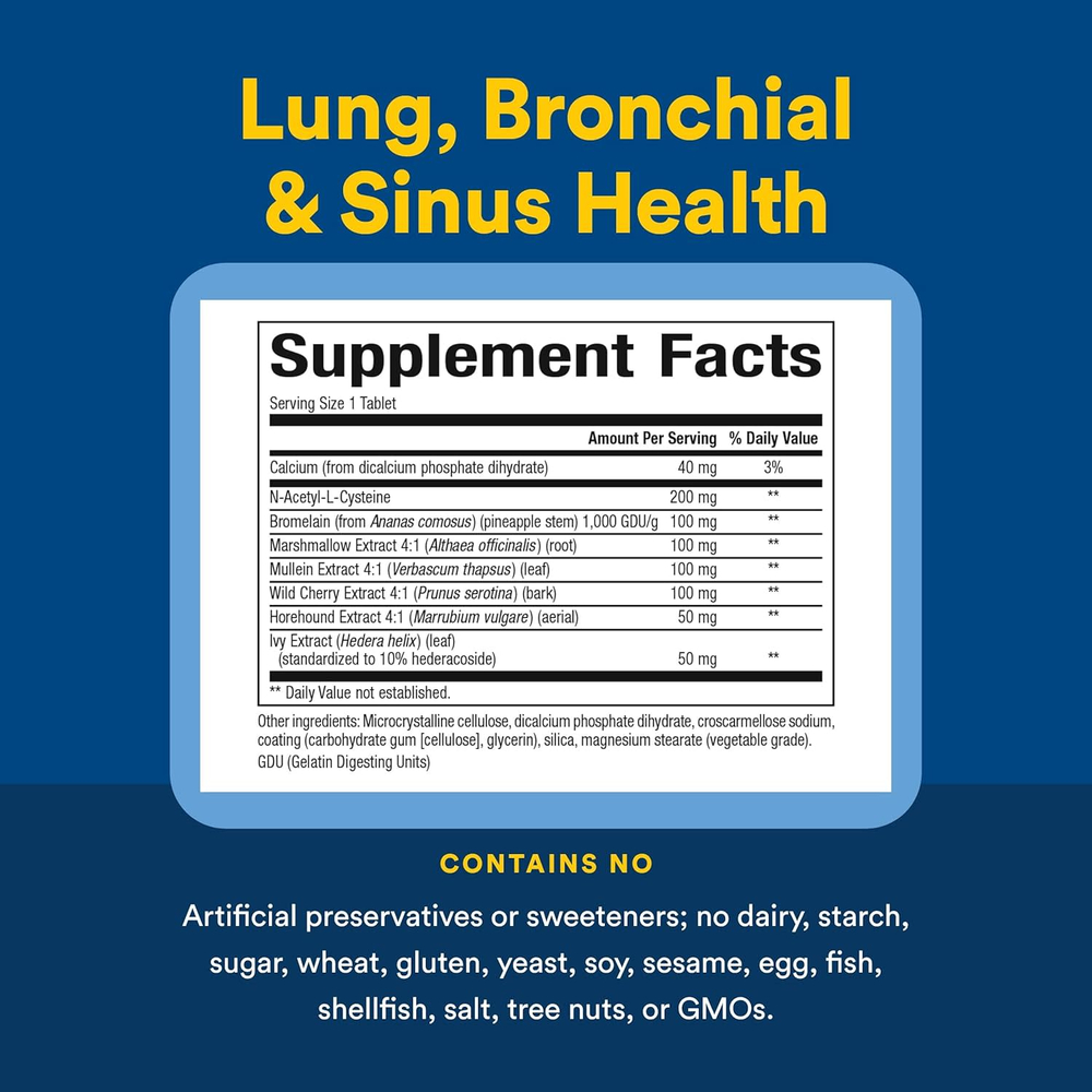 Natural Factors, Здоровье дыхательных путей (Lung, Bronchial & Sinus Health), 45 таблеток