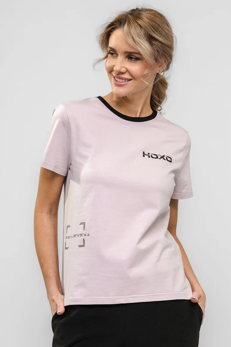 Футболка "НОХО" женская, цвет "Полярная роза"