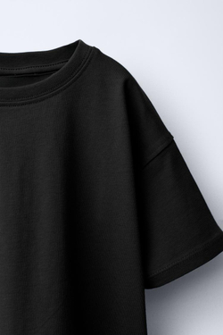 ZARA БАЗОВАЯ ФУТБОЛКА, ЧЕРНЫЙ