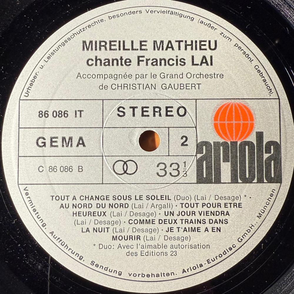 Mireille Mathieu ‎– Chante Francis Lai (Германия 1972г.)