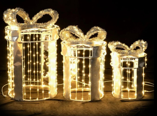 Светильники в виде рождественской подарочной коробки с УФ-стойкими светодиодными украшениями
