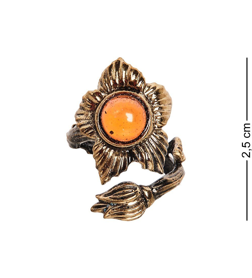 AM-2512 Кольцо «Цветок» (латунь, янтарь)