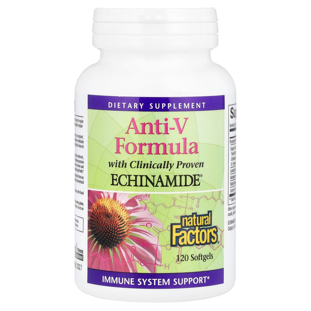 Natural Factors, Anti-V Formula с клинически подтвержденным экстрактом Echinamide®, 120 капсул