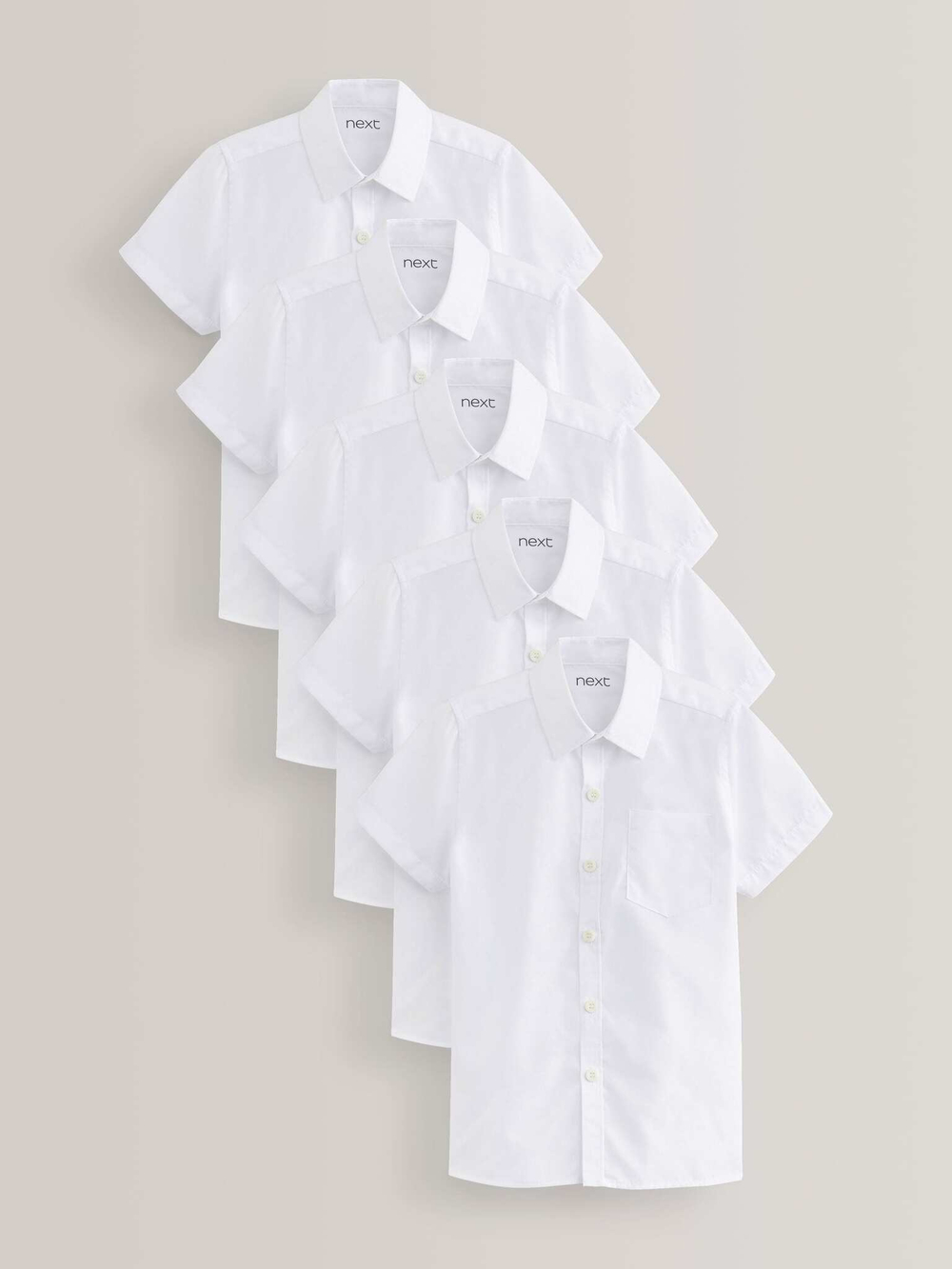 Рубашка с коротким рукавом школьная для мальчика Next M13-627, 5 шт., Белый
