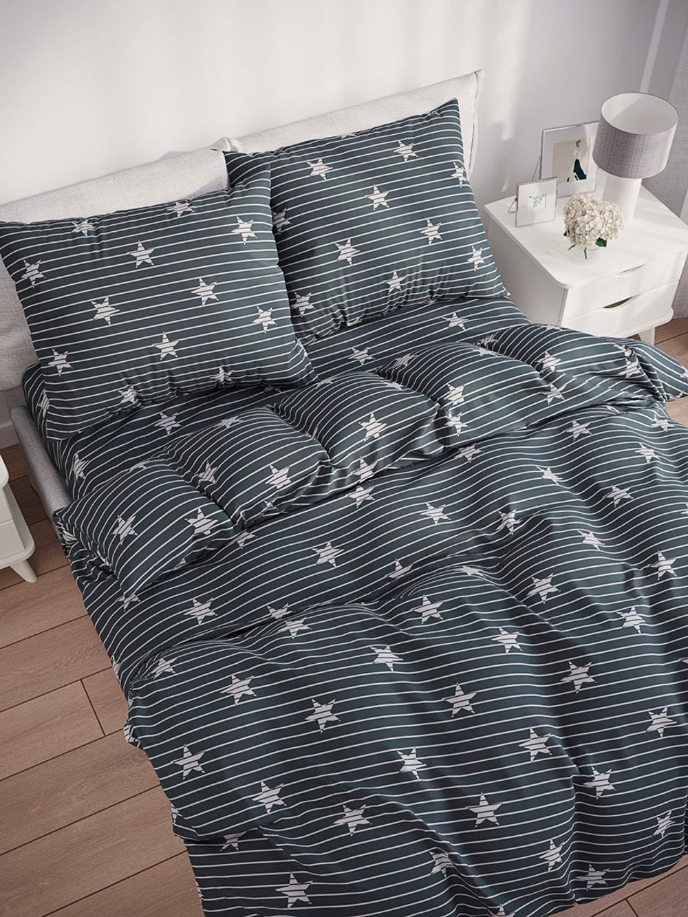 Наволочка комплект 2шт бязь Сказка "Звезды" 50x70 см на молнии