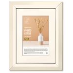 Рамка 15х21 см с паспарту 10х15 см небьющаяся, аналог IKEA, багет 26 мм, МДФ, BRAUBERG "Zool", цвет слоновая кость, 391374