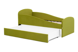 Детская мягкая кровать с ящиком Бельмарко Letmo оливковый велюр