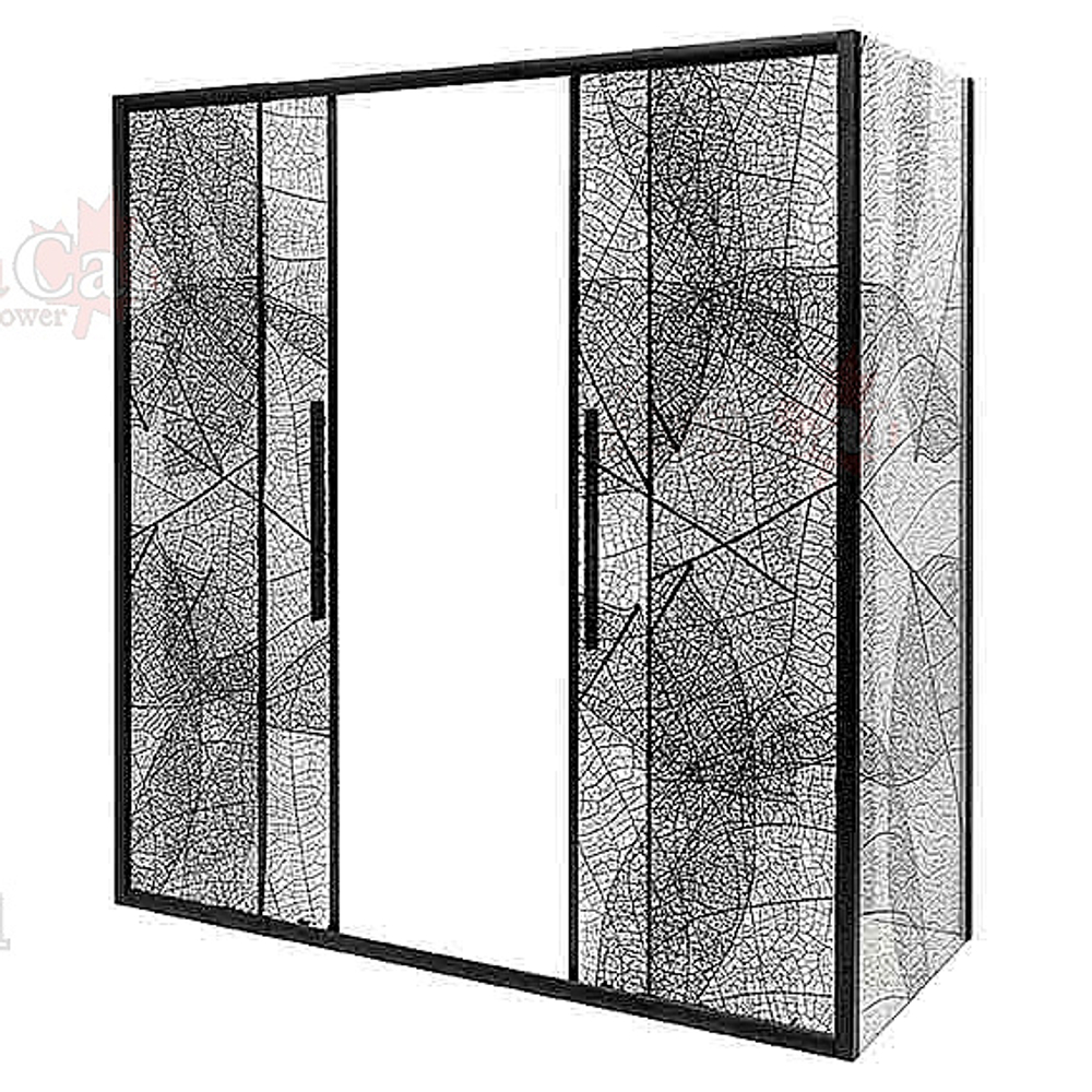 Душевой уголок AvaCan FB2 190-210 + SB100 210х100 профиль черный/стекло тонированное с рисунком