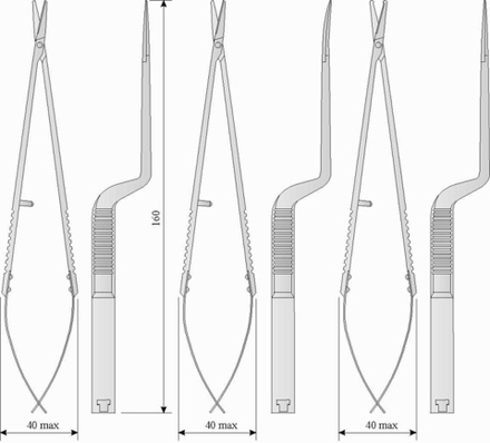 МЖ- 4/23 НОЖНИЦЫ МИКРОХИРУРГИЧЕСКИЕ СОСУДИСТЫЕ: ОСТРОКОНЕЧНЫЕ ПРЯМЫЕ, ТУПОКОНЕЧНЫЕ ПРЯМЫЕ, ОСТРОКОНЕ