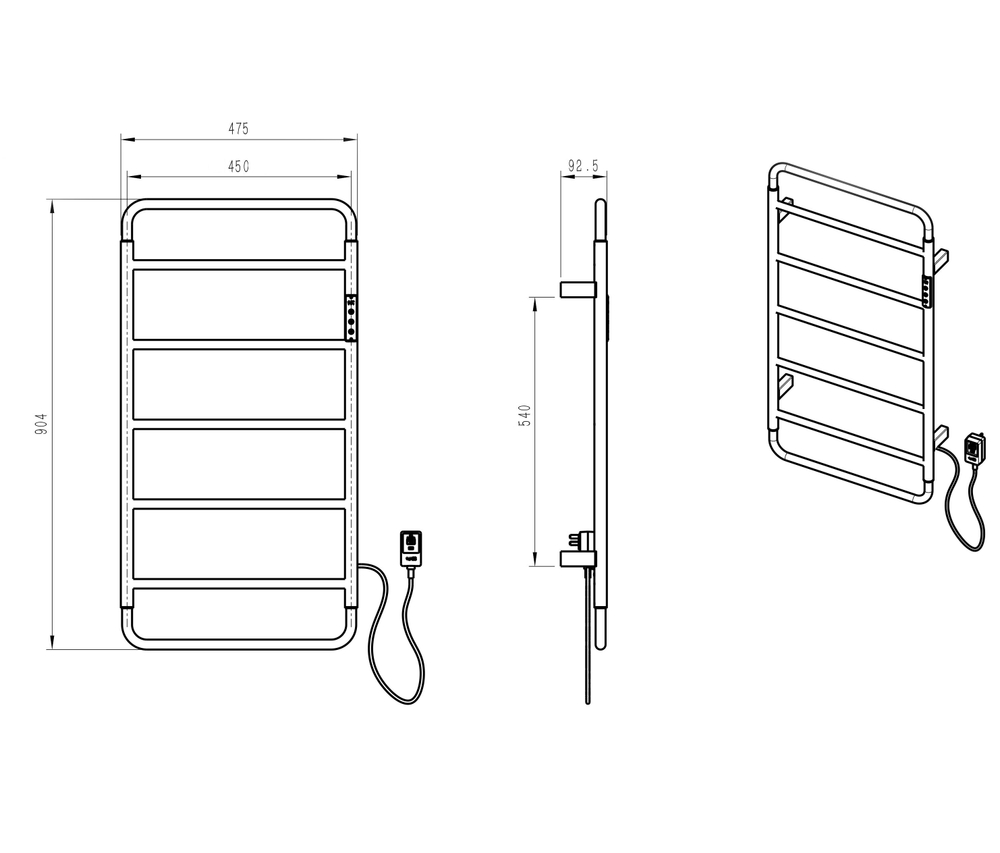 Полотенцесушитель электрический WONZON & WOGHAND WISMAR, Черный (WW-AL202-MB)