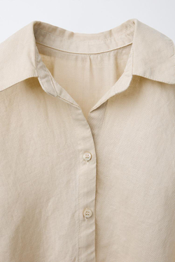 ZARA ЛЬНЯНАЯ РУБАШКА, ПЕСОЧНЫЙ