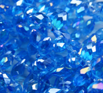 БК008ДС612 Хрустальные бусины-капли, цвет: ярко-голубой AB прозрач., размер 6х12 мм, кол-во: 15 шт.