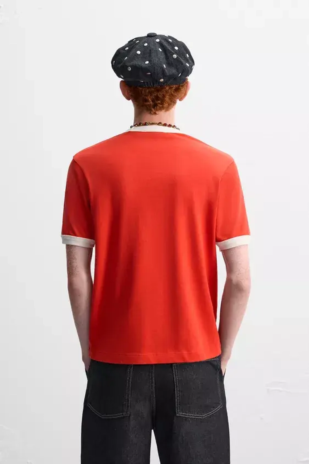 ZARA Х HARRY LAMBERT ФУТБОЛКА С КОНТРАСТНОЙ НАДПИСЬЮ, КРАСНЫЙ