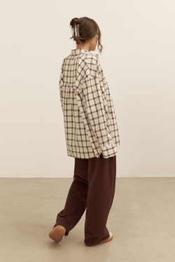 Рубашка 07, бежево-коричневая