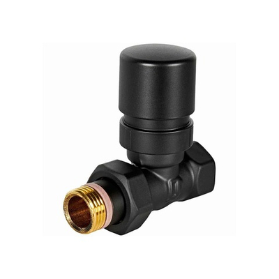 Клапан термостатический прямой STOUT Design - 1/2" (ВР/НР-американка, PN10, Tmax 120°C, EPTF уплотнение, цвет черный)