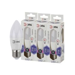 Лампа светодиодная ЭРА STD LED B35-9W-860-E27 9Вт свеча холодный дневной свeт Е27