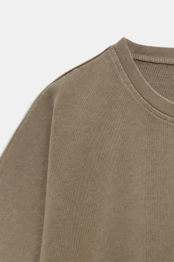 ZARA УКОРОЧЕННЫЙ ТОП С ЭФФЕКТОМ ПОТЕРТОСТИ, КОРИЧНЕВЫЙ