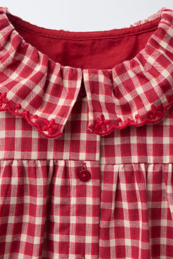 ZARA ПЛАТЬЕ И ТРУСЫ В КЛЕТКУ С ВЫШИВКОЙ, КРАСНЫЙ