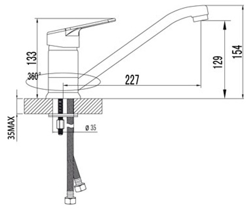 LM4104C Луна Смеситель для кухни с поворотным изливом, хром (к/к 12)