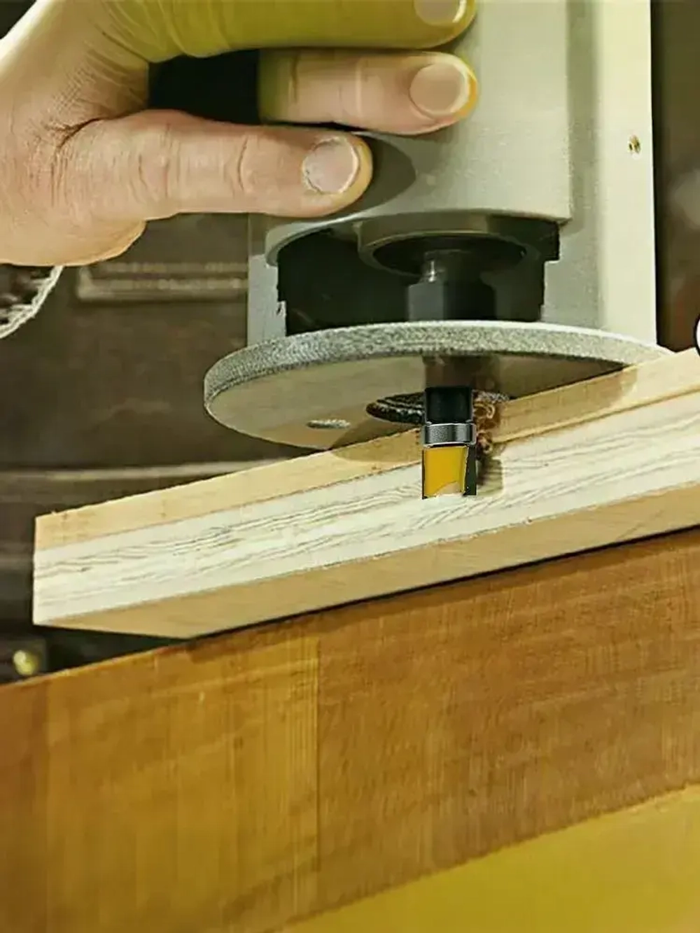 Фреза по дереву кромочная прямая для выборки заподлицо с верхним подшипником ,хвостовик 6 мм,3шт