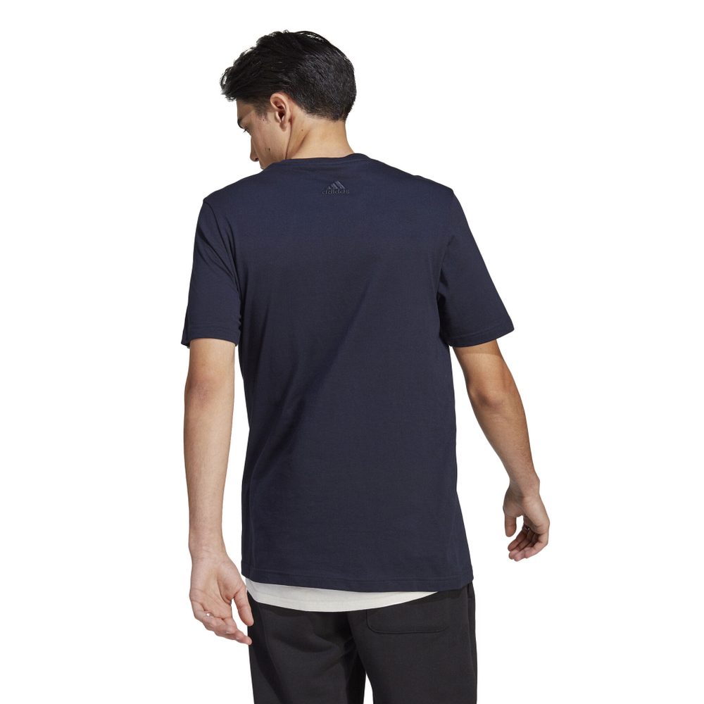 Мужское теннисное поло adidas LIN Singel Jersey T-Shirt Men - Dark Blue, White