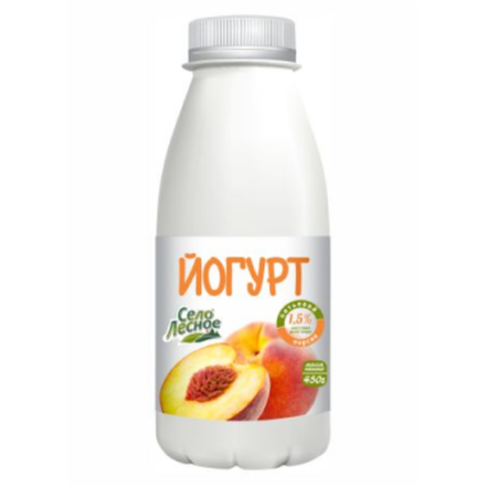 Йогурт Село Лесное Персик 1,5% 450 гр