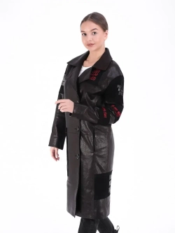 Кожаный плащ пальто осеннее из натуральной кожи и замши