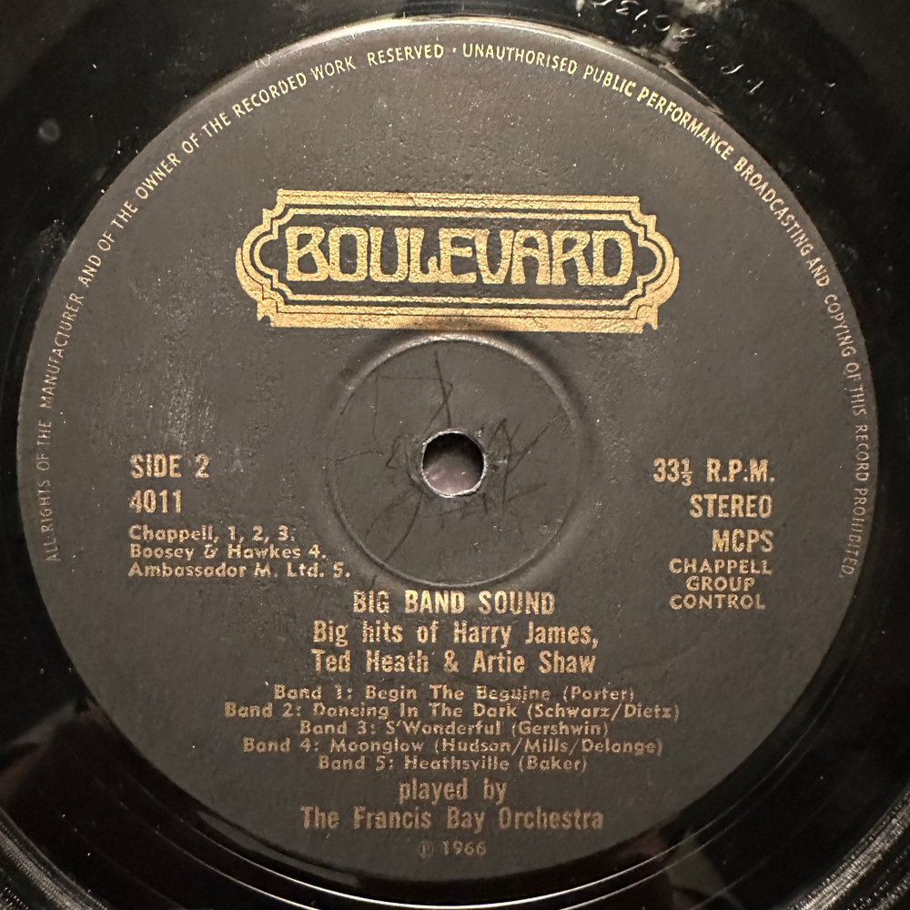 The Francis Bay Orchestra - Big Band Sound Big Hits Of Harry James, Ted Heath And Artie Shaw (Англия 1971г.)