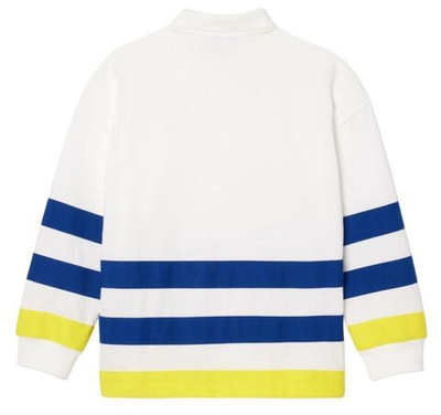 Футболка для мальчика теннисная Lacoste Kids Long Sleeved Striped Heavy Jersey Polo - white