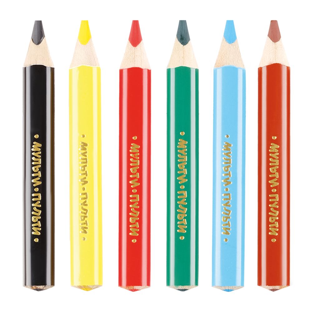 Карандаши цветные Мульти-Пульти "Енот на лугу", 06цв., утолщ., трехгран., укорочен., заточен., картон