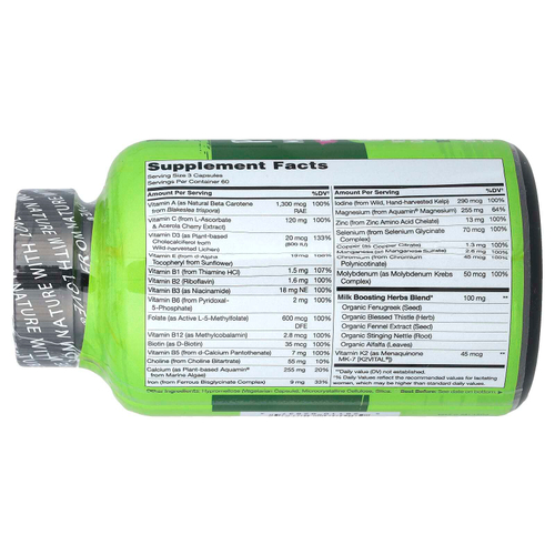 NATURELO, мультивитамины для послеродового периода для кормящих мам, 180 вегетарианских капсул