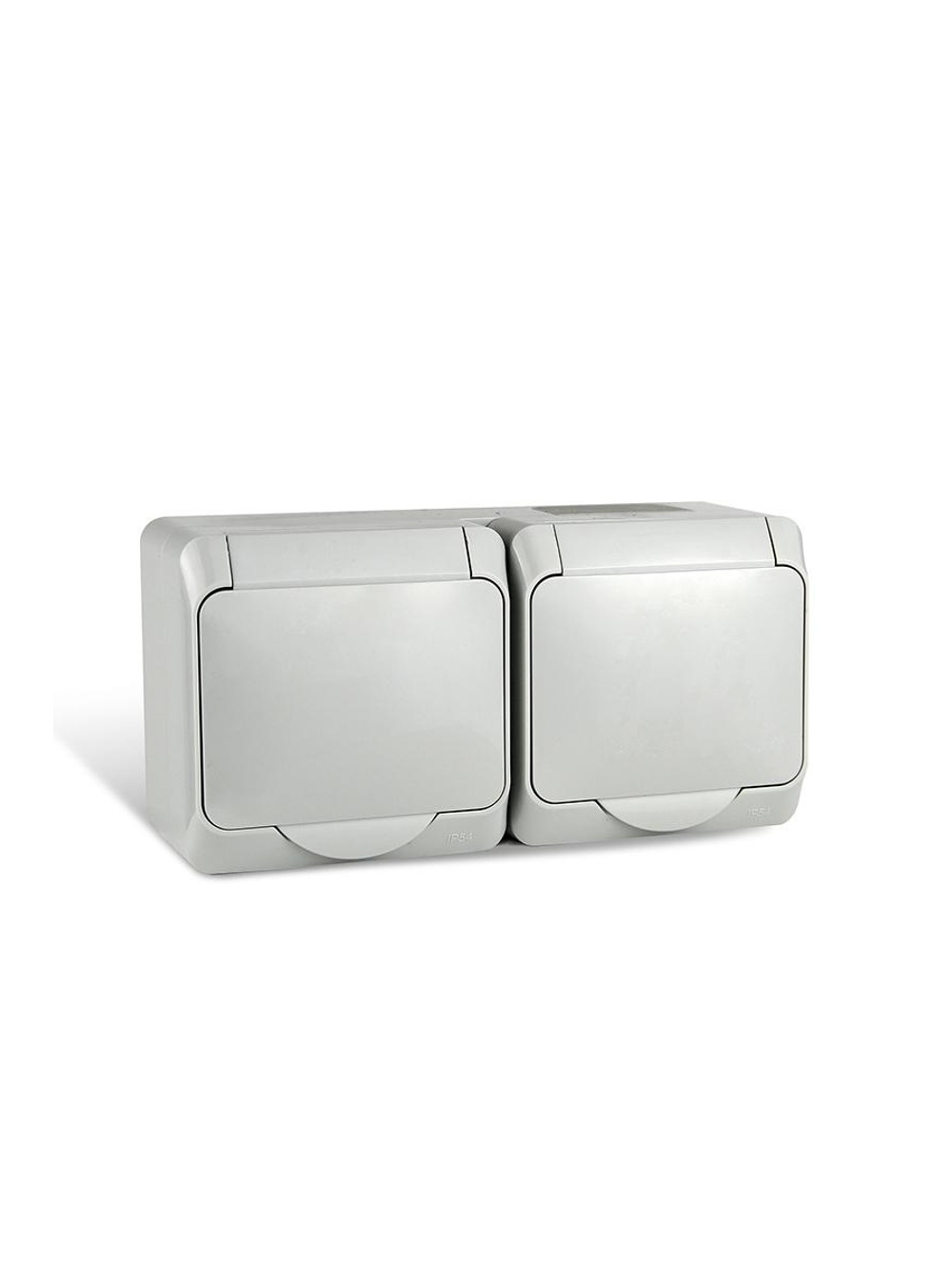 Розетка 2-м ОП Nix 16А IP54 250В с заземл. с крышкой сер. TOKOV ELECTRIC TKE-NX-R2Z-C06-IP54