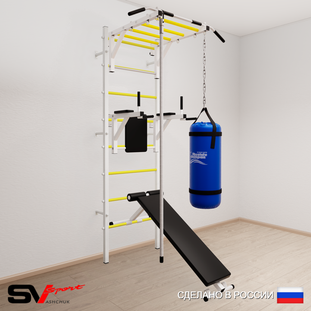 Шведская стенка Sv Sport усиленная 6503 (Турник рукоход/Брусья/Скамья/Канат/Цепь/Мешок 30кг)