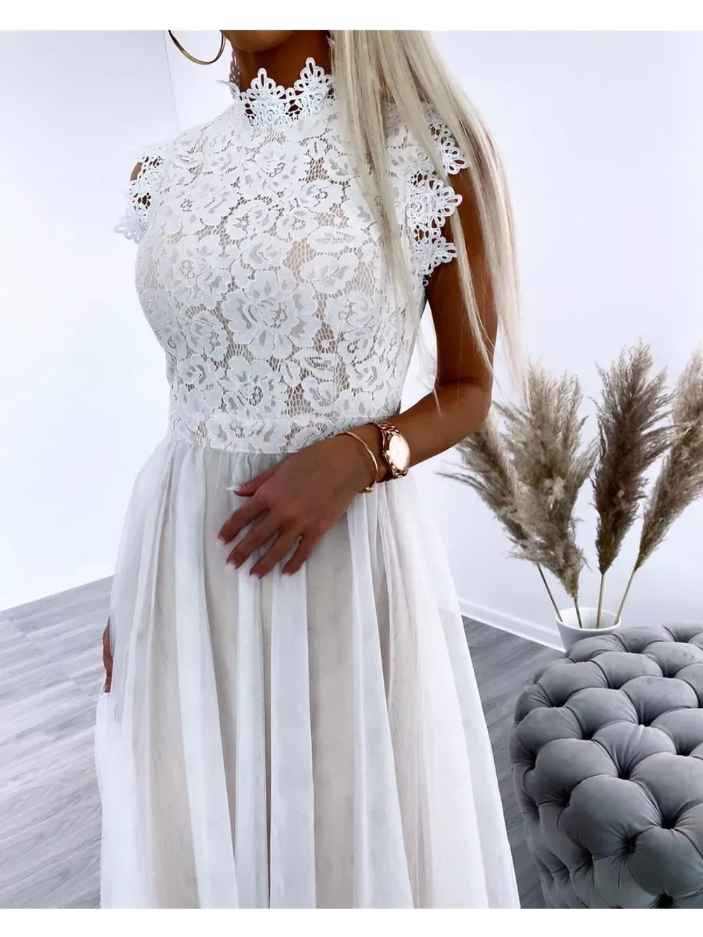 кружевное белое платье + plus size