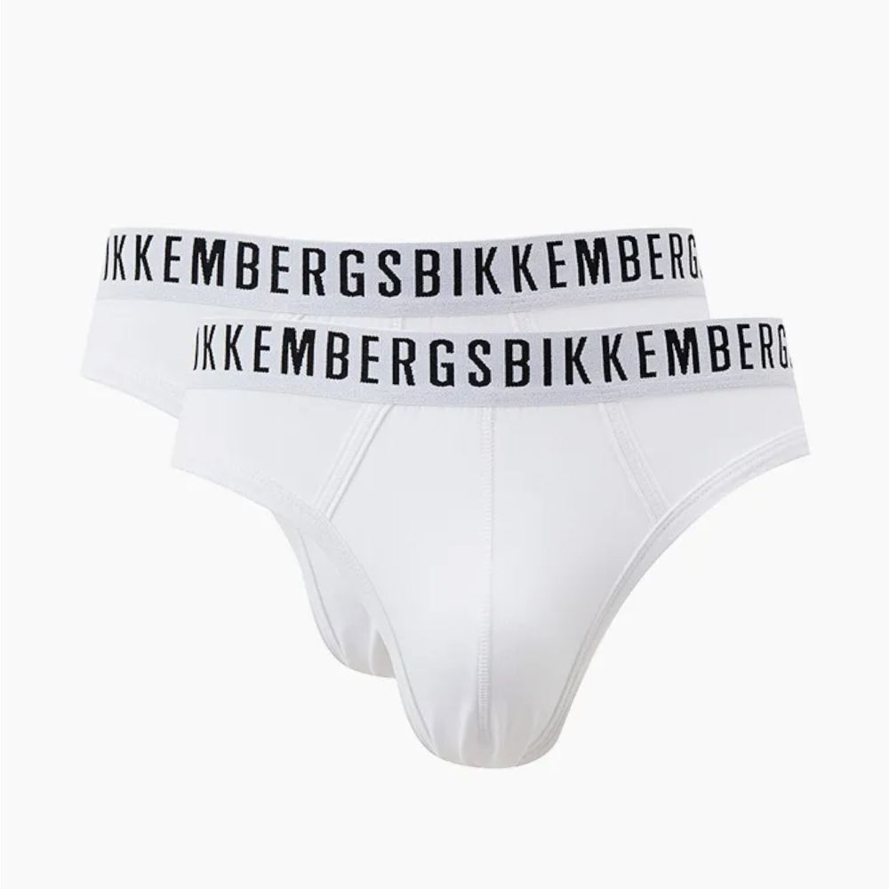 Мужские трусы брифы белые набор 2 в 1 Bikkembergs CLASSIC BKK1USP02BI