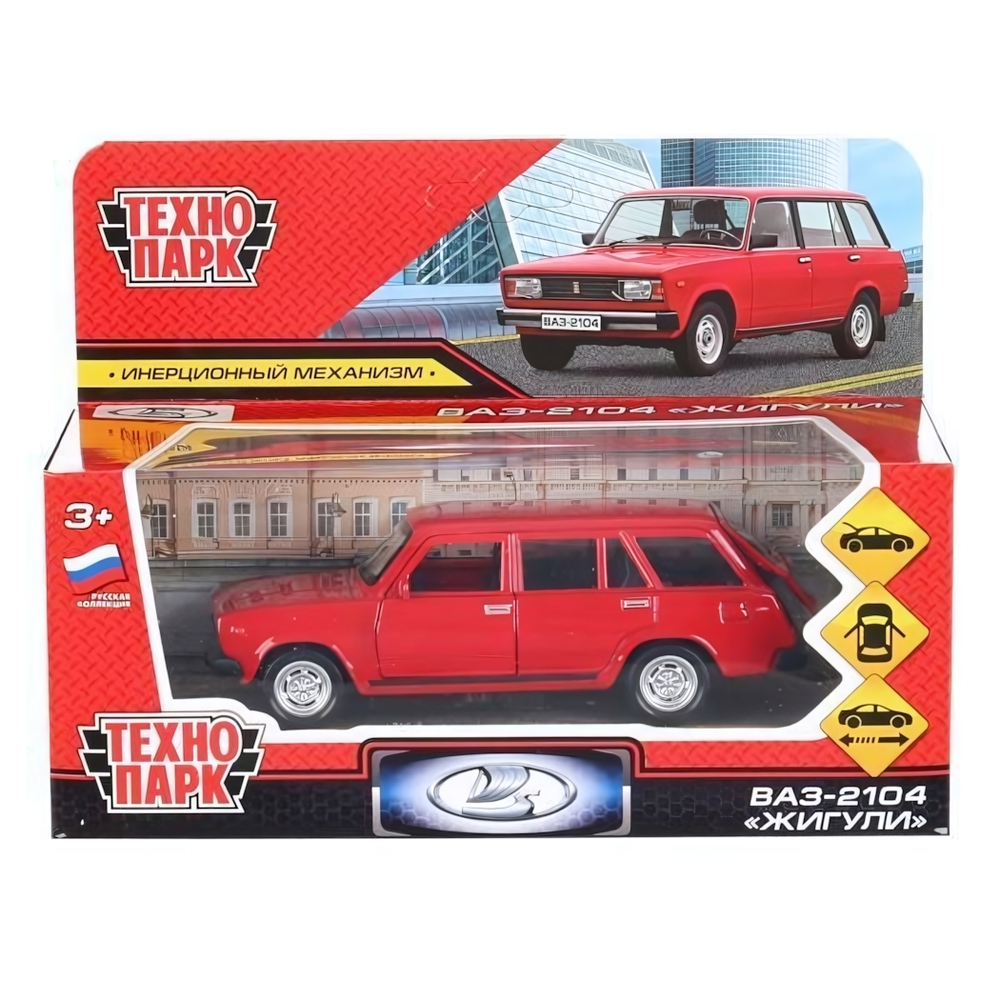 Модель ин. мет. "Жигули ВАЗ-2104" 12см, открыв. двери, багажн. красный, коробка 2104-12-RD (Технопарк)