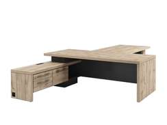 Стол левый 2200х2000х750 с опорной тумбой, блоком розеток и брифингом 1700 T-922L.1000-02