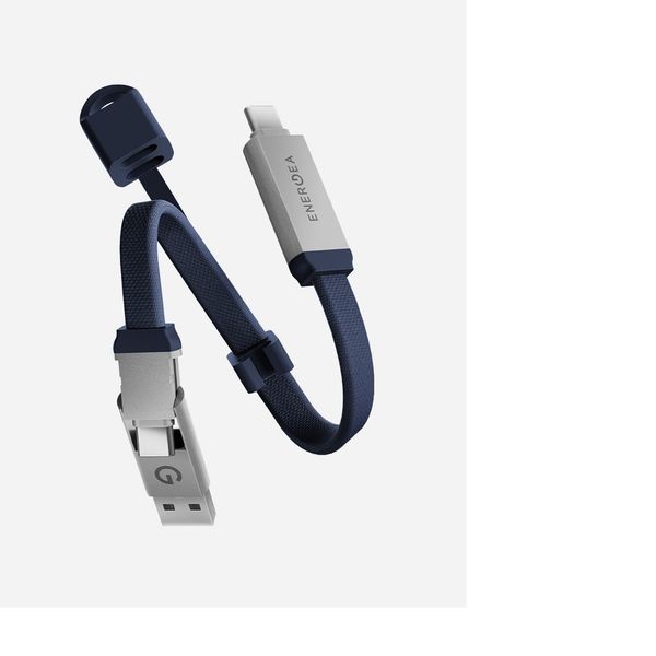 Кабель Energea Sheath 2 в 1, USB-C to Lightning / USB-C, 60W 15см, Синий | Blue