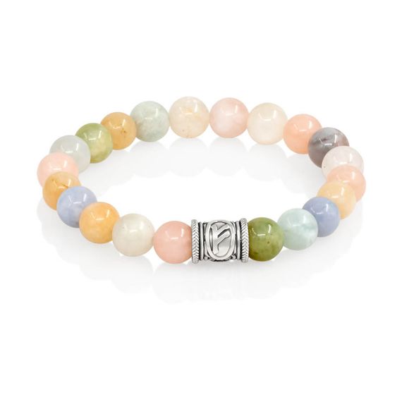 Браслет Денежный импульс из натурального берилла с руной Феху из серебра 925, вид 1