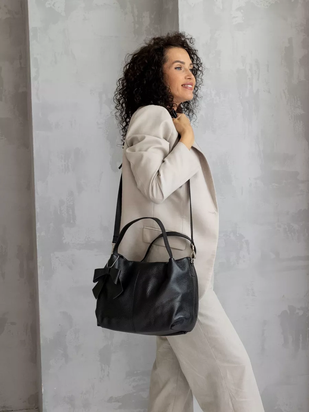 сумка через плечо классическая натуральная кожа