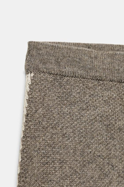 ZARA ТРИКОТАЖНАЯ ЮБКА МИДИ С КОНТРАСТНЫМИ ДЕТАЛЯМИ, СЕРО-КОРИЧНЕВЫЙ