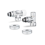 Комплект радиаторных клапанов осевой Varmega VMDV12 хром - 3/4" x 1/2" (НР/НР-американка, PN10, Tmax 110°C, O-ring)