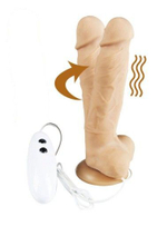 Телесный вибратор-ротатор на присоске Cesar Vibrator & Rotator - 17,5 см. (Цвет: телесный)