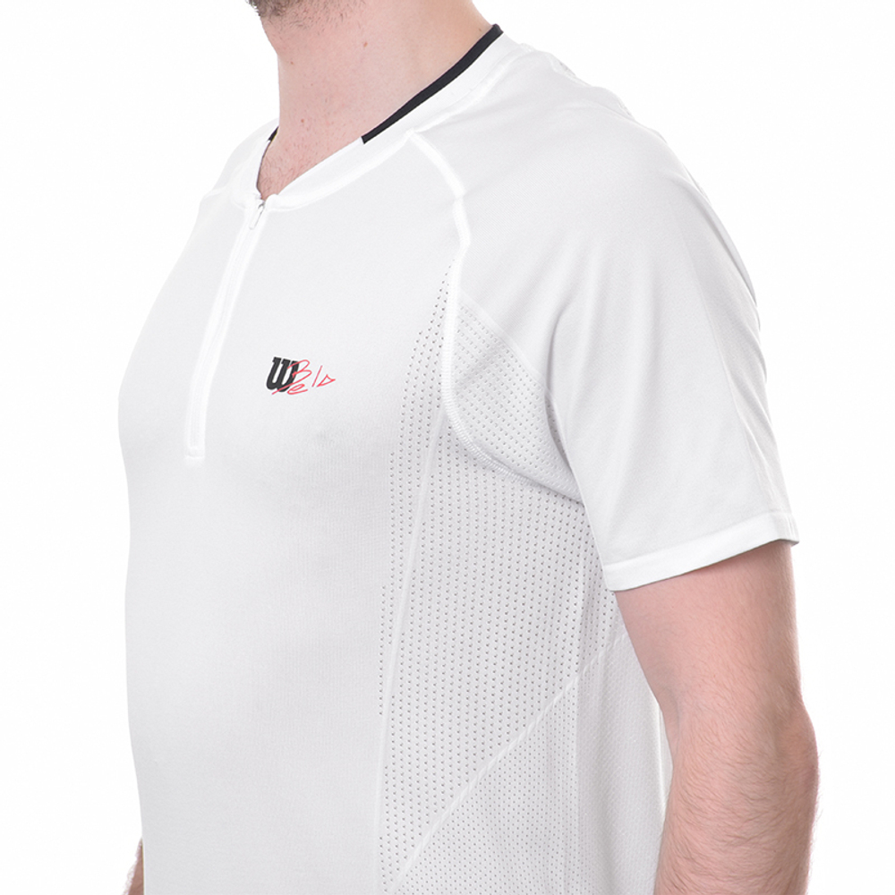 Мужское теннисное поло Wilson Players Seamless Zip Henley 2.0 - белый