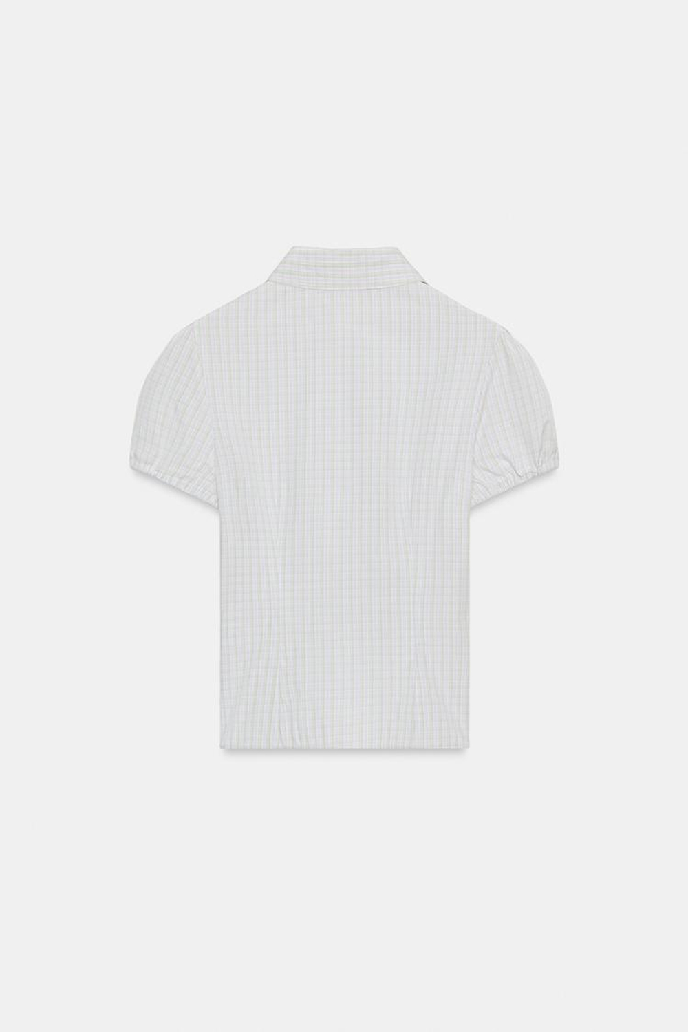 ZARA РУБАШКА ИЗ ПОПЛИНА В КЛЕТКУ, ЗЕЛЕНЫЙ/ЭКРЮ