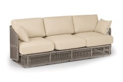 "Альбано" диван 3-местный плетеный из роупа, каркас алюминий светло-серый (RAL7035) муар, роуп серый меланж круглый, ткань Mossle светло-бежевая