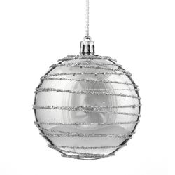 GAEM Набор из 12шт, Украшение новогоднее Шар "Спираль серебристая", D8 см, L35 W27 H9 см