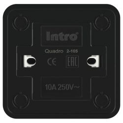 Выключатель Intro Quadro 2-105-05 двойной с подсветкой 10А-250В IP20 ОУ антрацит | Intro